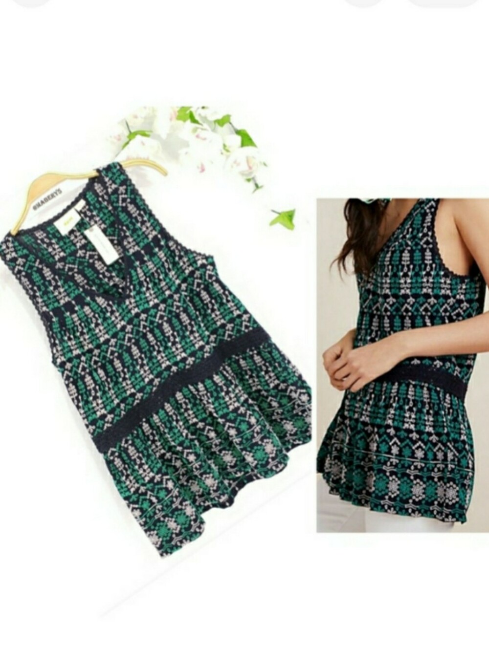 New ANTHROPOLOGIE Maeve Embroidered Cammie Sleeveless Blouse sz S
